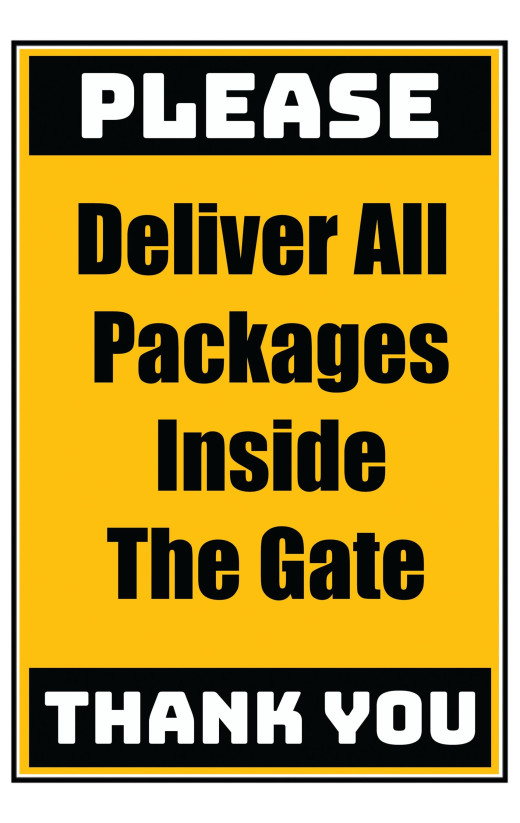  Delivery Sign - Deliver All Packages Inside The Gate, Aluminum Sign, 0.04 Thickness 