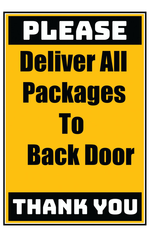 Delivery Sign - Deliver All Packages To The Back Door No Arrow, Aluminum Sign, 0.04 Thickness