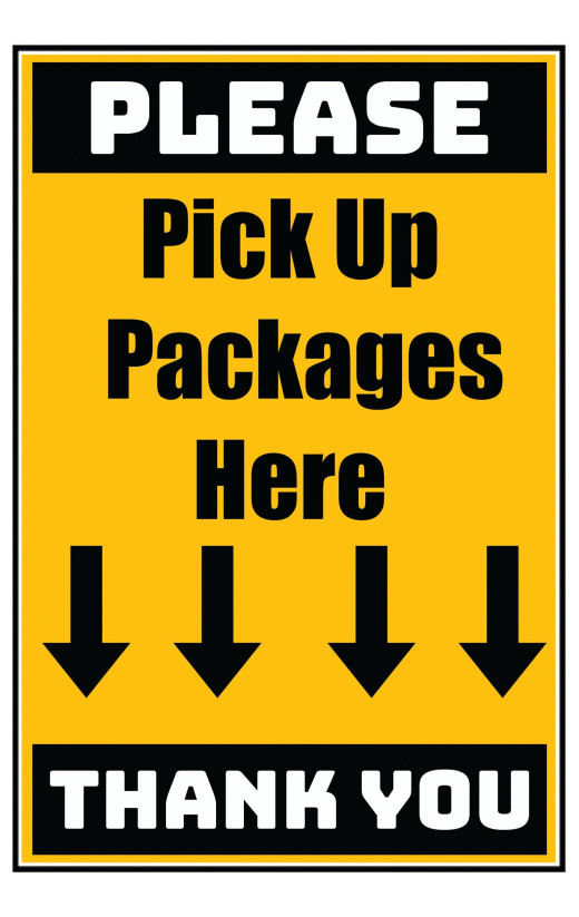 Delivery Sign - Pick Up Packages Here, Aluminum Sign, 0.04 Thickness