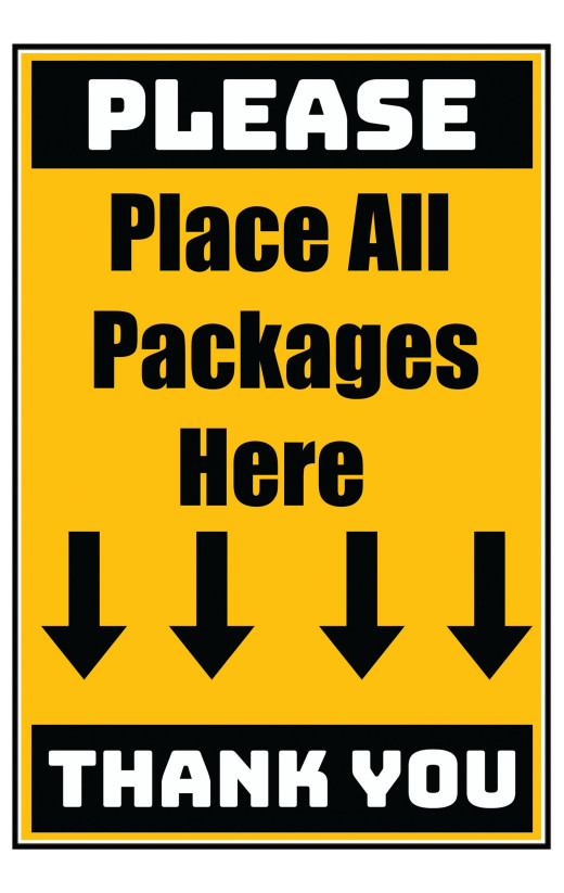 Delivery Sign - Place All Packages Here, Aluminum Sign, 0.04 Thickness