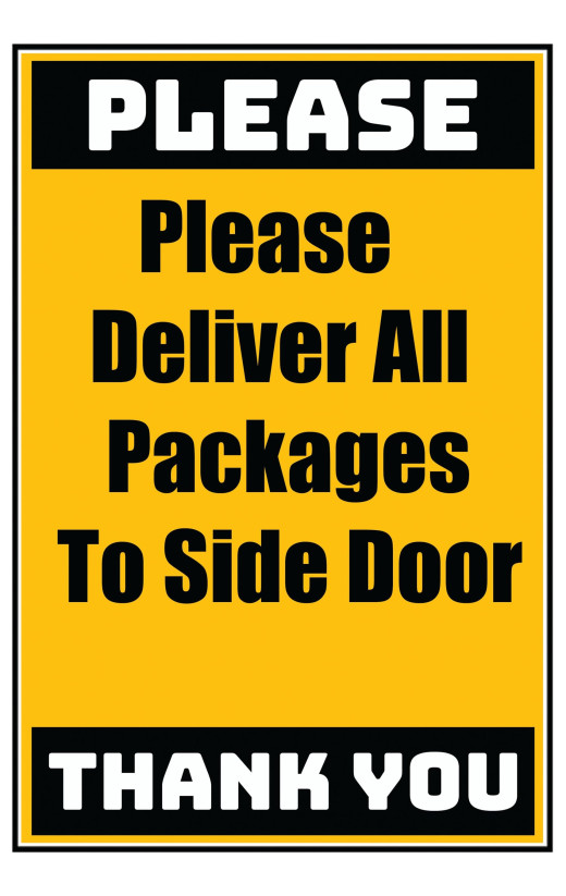 Delivery Sign - Please Deliver All Packages To Side Door No Arrow, Aluminum Sign, 0.04 Thickness