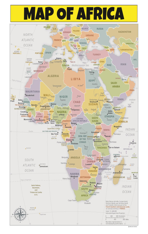 Map of Africa  - Laminated Wall Map Poster Print Perfect for Classrooms and Homes - Vivid Imagery with Bright Colors