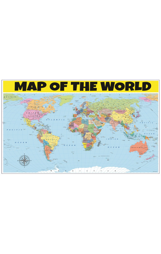 World Map  - Laminated Wall Map Poster Print Perfect for Classrooms and Homes - Vivid Imagery with Bright Colors