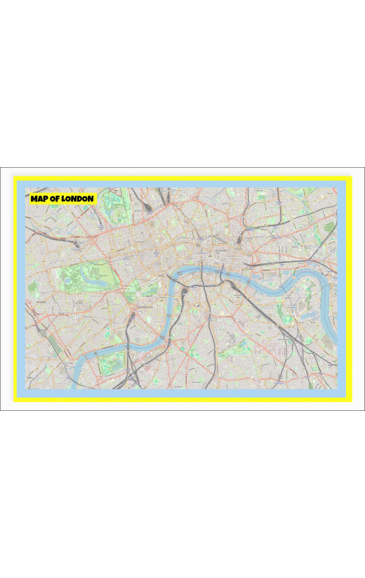 Map of London with Neighborhoods, Streets, Roads, Highways and Parks - Laminated Wall Map Poster Print - Vivid Imagery with Bright Colors