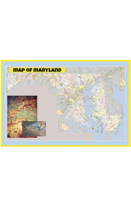 Map of Maryland Large Detailed Roads and Highways, Map of Maryland State with All Cities, Parks and Landmarks - Laminated Wall Map Poster