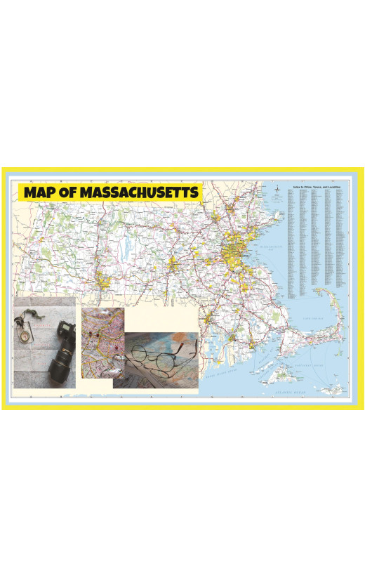 Map of Massachusetts Large Detailed Roads and Highways, Map of Massachusetts State with All Cities, Parks and Landmarks - Laminated Wall Map