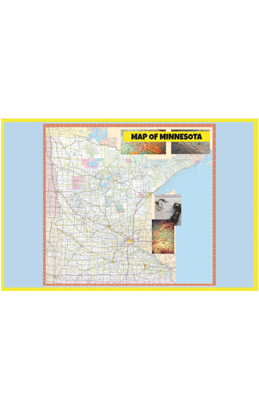 Map of Minnesota Large Detailed Roads and Highways, Map of Minnesota State with All Cities, Parks and Landmarks - Laminated Wall Map Poster