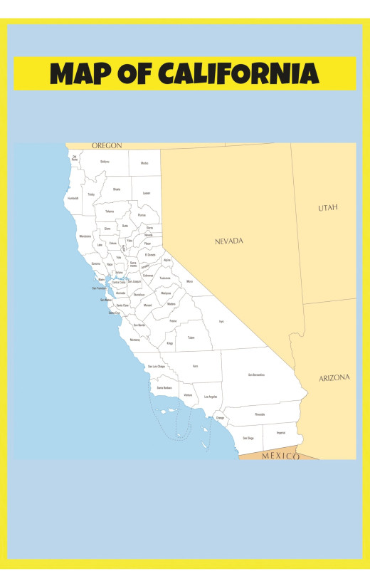 Map of California  - Laminated Wall Map Poster Print Perfect for Classrooms and Homes - Vivid Imagery with Bright Colors