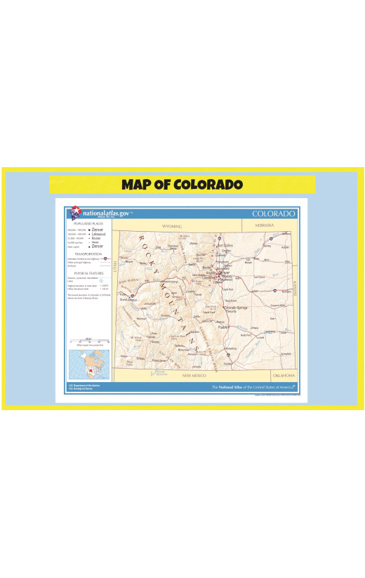 Map of Colorado Style B  - Laminated Wall Map Poster Print Perfect for Classrooms and Homes - Vivid Imagery with Bright Colors