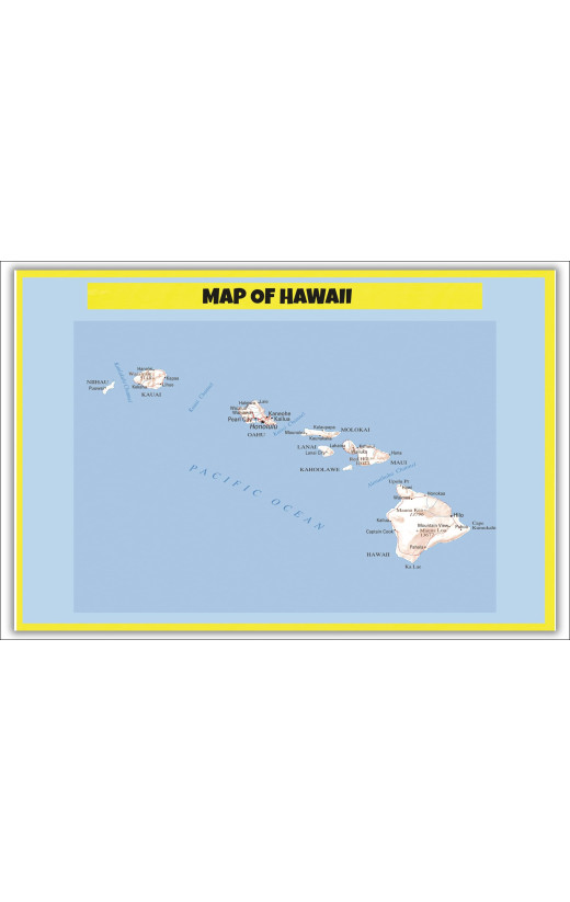 Map of Hawaii  - Laminated Wall Map Poster Print Perfect for Classrooms and Homes - Vivid Imagery with Bright Colors