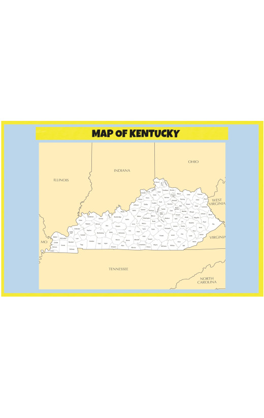 Map of Kentucky- Laminated Wall Map Poster Print Perfect for Classrooms and Homes - Vivid Imagery with Bright Colors