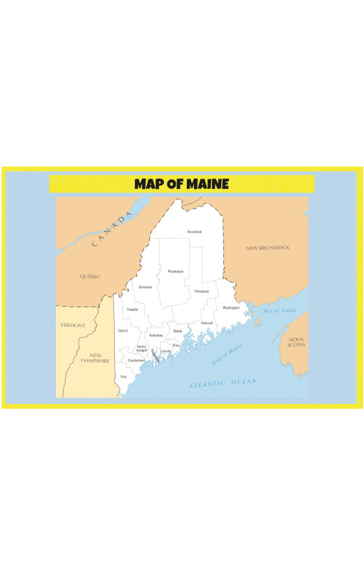 Map of Maine - Laminated Wall Map Poster Print Perfect for Classrooms and Homes - Vivid Imagery with Bright Colors