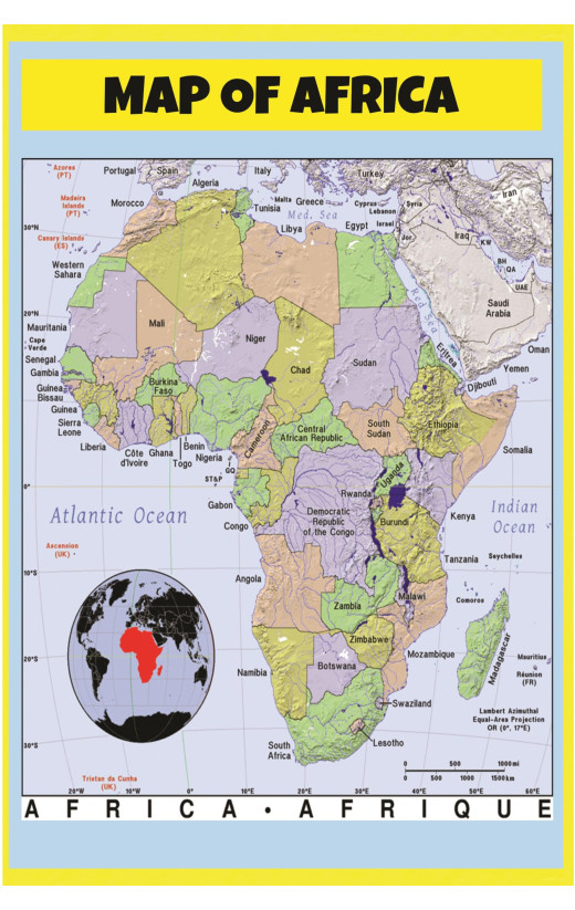 Map of Africa Style B - Laminated Wall Map Poster Print Perfect for Classrooms and Homes - Vivid Imagery with Bright Colors