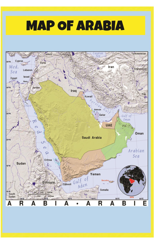 Map of Arabia - Laminated Wall Map Poster Print Perfect for Classrooms and Homes - Vivid Imagery with Bright Colors