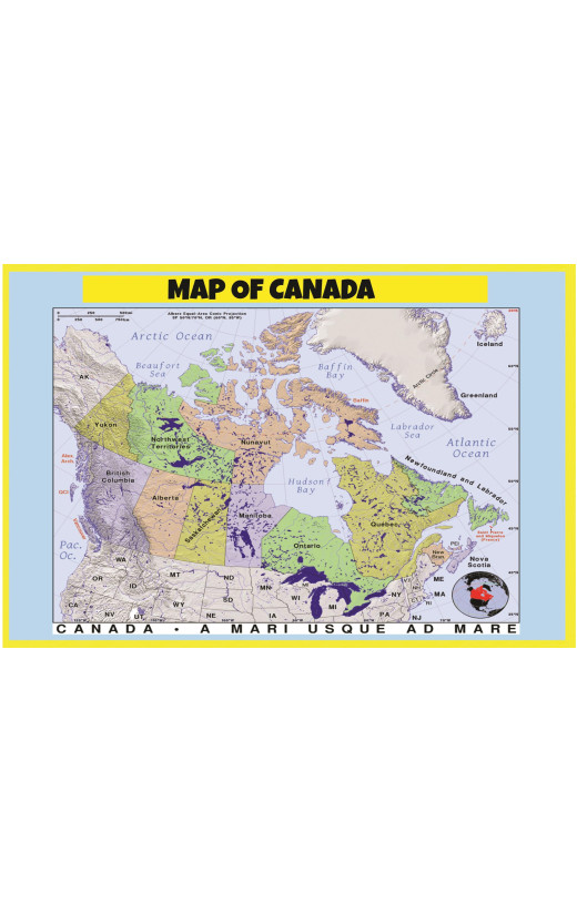 Map of Canada - Laminated Wall Map Poster Print Perfect for Classrooms and Homes - Vivid Imagery with Bright Colors