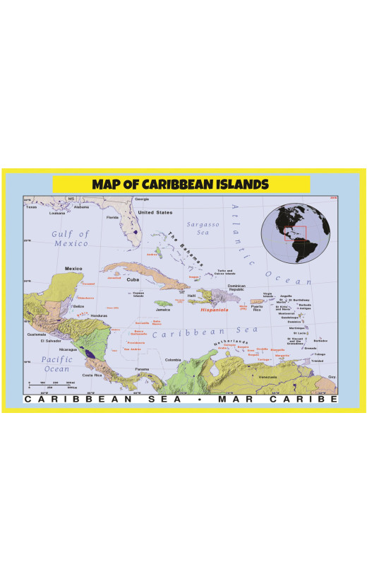 Poster of Caribbean Islands - Laminated Wall Poster Print Perfect for Classrooms and Homes - Vivid Imagery with Bright Colors