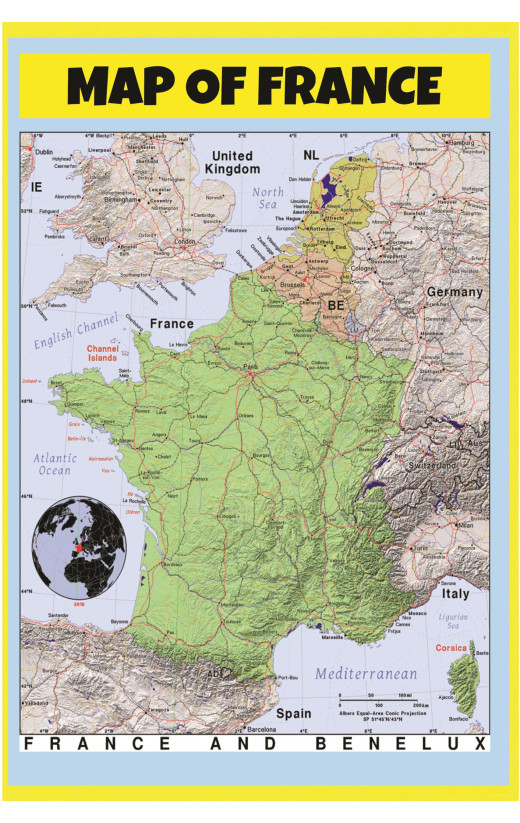 Map of France - Laminated Wall Map Poster Print Perfect for Classrooms and Homes - Vivid Imagery with Bright Colors