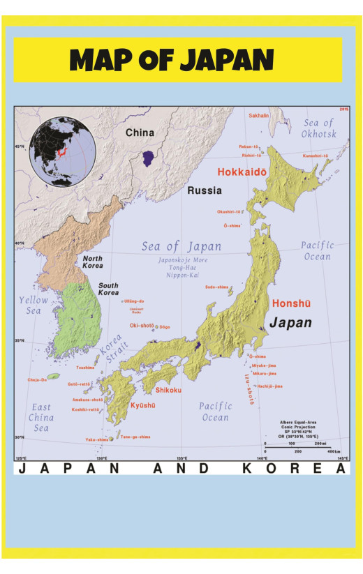 Map of Japan - Laminated Wall Map Poster Print Perfect for Classrooms and Homes - Vivid Imagery with Bright Colors