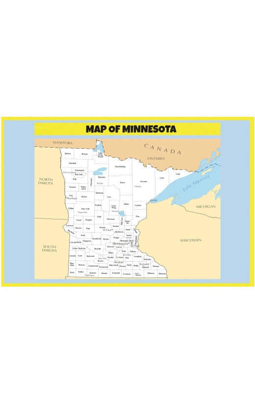 Map of Minnesota - Laminated Wall Map Poster Print Perfect for Classrooms and Homes - Vivid Imagery with Bright Colors