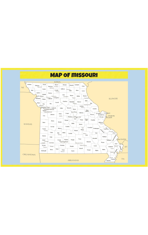 Map of Missouri =- Laminated Wall Map Poster Print Perfect for Classrooms and Homes - Vivid Imagery with Bright Colors