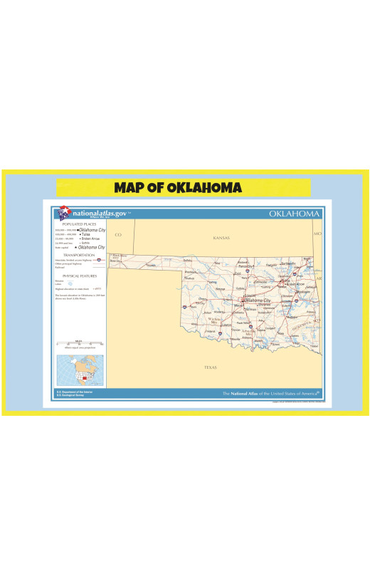 Poster of Oklahoma  - Laminated Wall Poster Print Perfect for Classrooms and Homes - Vivid Imagery with Bright Colors