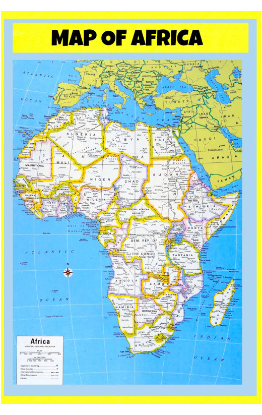 Map of Africa Style 2 - Laminated Wall Map Poster Print Perfect for Classrooms and Homes - Vivid Imagery with Bright Colors