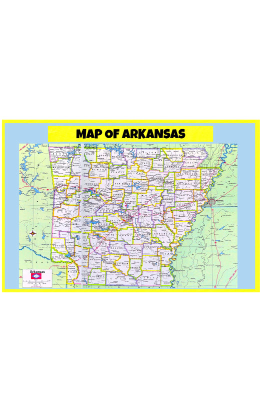 Map of Arkansas  - Laminated Wall Map Poster Print Perfect for Classrooms and Homes - Vivid Imagery with Bright Colors