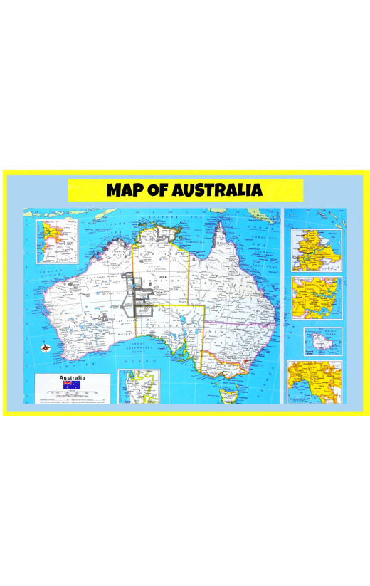 Map of Australia  - Laminated Wall Map Poster Print Perfect for Classrooms and Homes - Vivid Imagery with Bright Colors