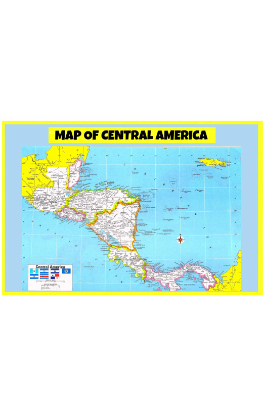 Map of Central America - Laminated Wall Map Poster Print Perfect for Classrooms and Homes - Vivid Imagery with Bright Colors