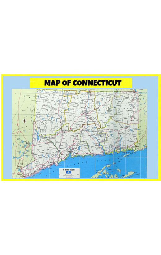 Map of Connecticut  - Laminated Wall Map Poster Print Perfect for Classrooms and Homes - Vivid Imagery with Bright Colors