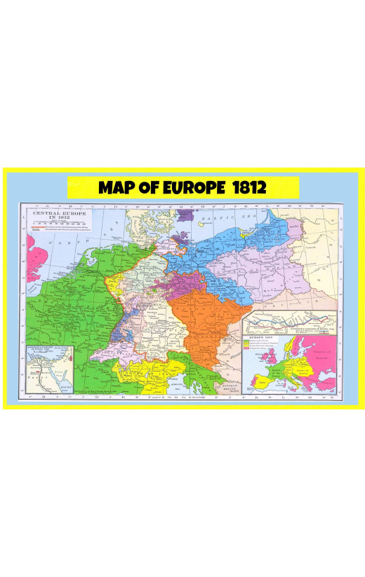 Map of Europe 1812  - Laminated Wall Map Poster Print Perfect for Classrooms and Homes - Vivid Imagery with Bright Colors