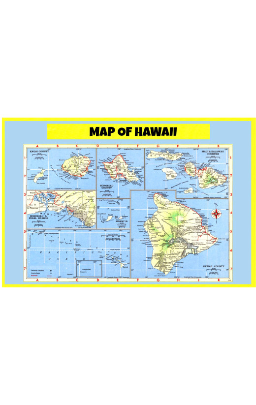 Map of Hawai - Laminated Wall Map Poster Print Perfect for Classrooms and Homes - Vivid Imagery with Bright Colors