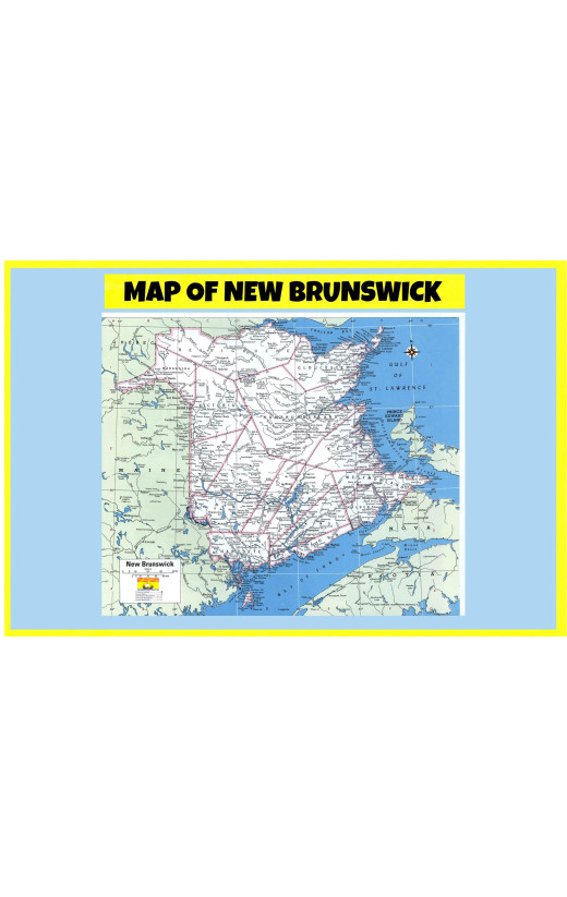 Map of New Brunswick  - Laminated Wall Map Poster Print Perfect for Classrooms and Homes - Vivid Imagery with Bright Colors