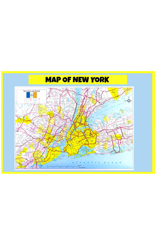 Map of New York  - Laminated Wall Map Poster Print Perfect for Classrooms and Homes - Vivid Imagery with Bright Colors