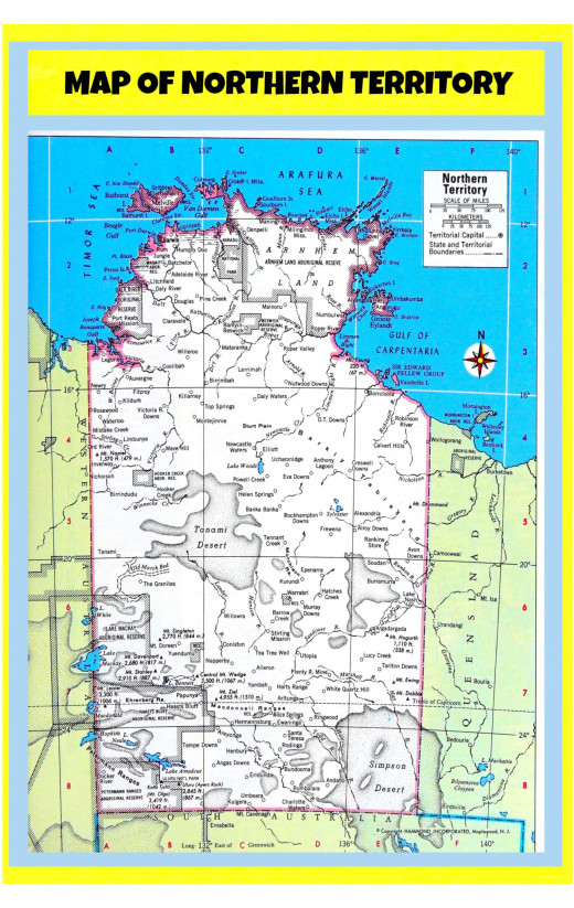 Map of Northern Territory  - Laminated Wall Map Poster Print Perfect for Classrooms and Homes - Vivid Imagery with Bright Colors