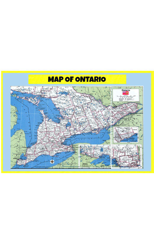 Map of Ontario - Laminated Wall Map Poster Print Perfect for Classrooms and Homes - Vivid Imagery with Bright Colors