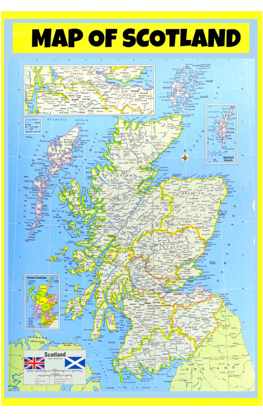 Map of Scotland  - Laminated Wall Map Poster Print Perfect for Classrooms and Homes - Vivid Imagery with Bright Colors