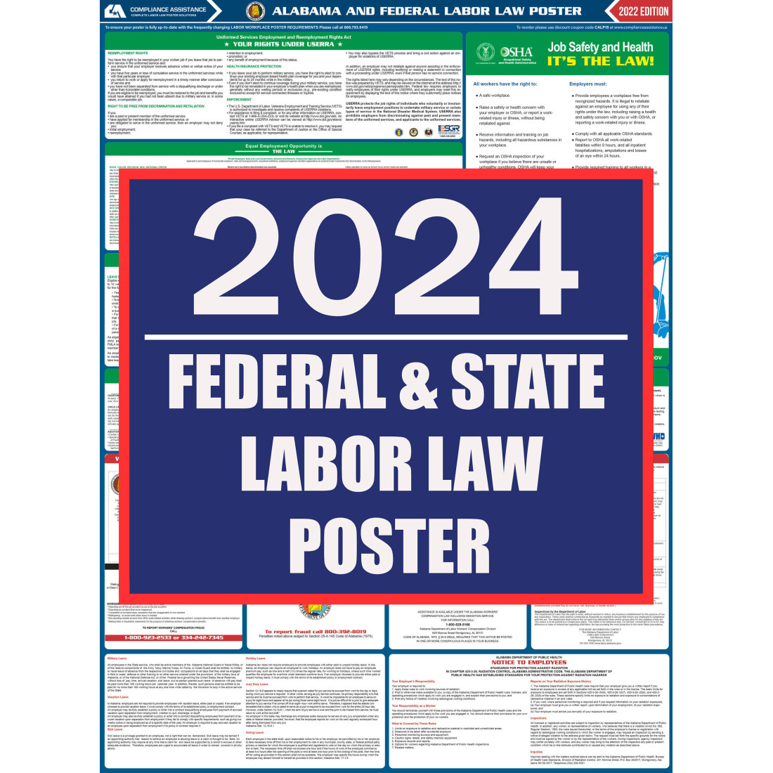 2023 Alabama Labor Law Poster All-In-One State & Federal, Fast Shipping