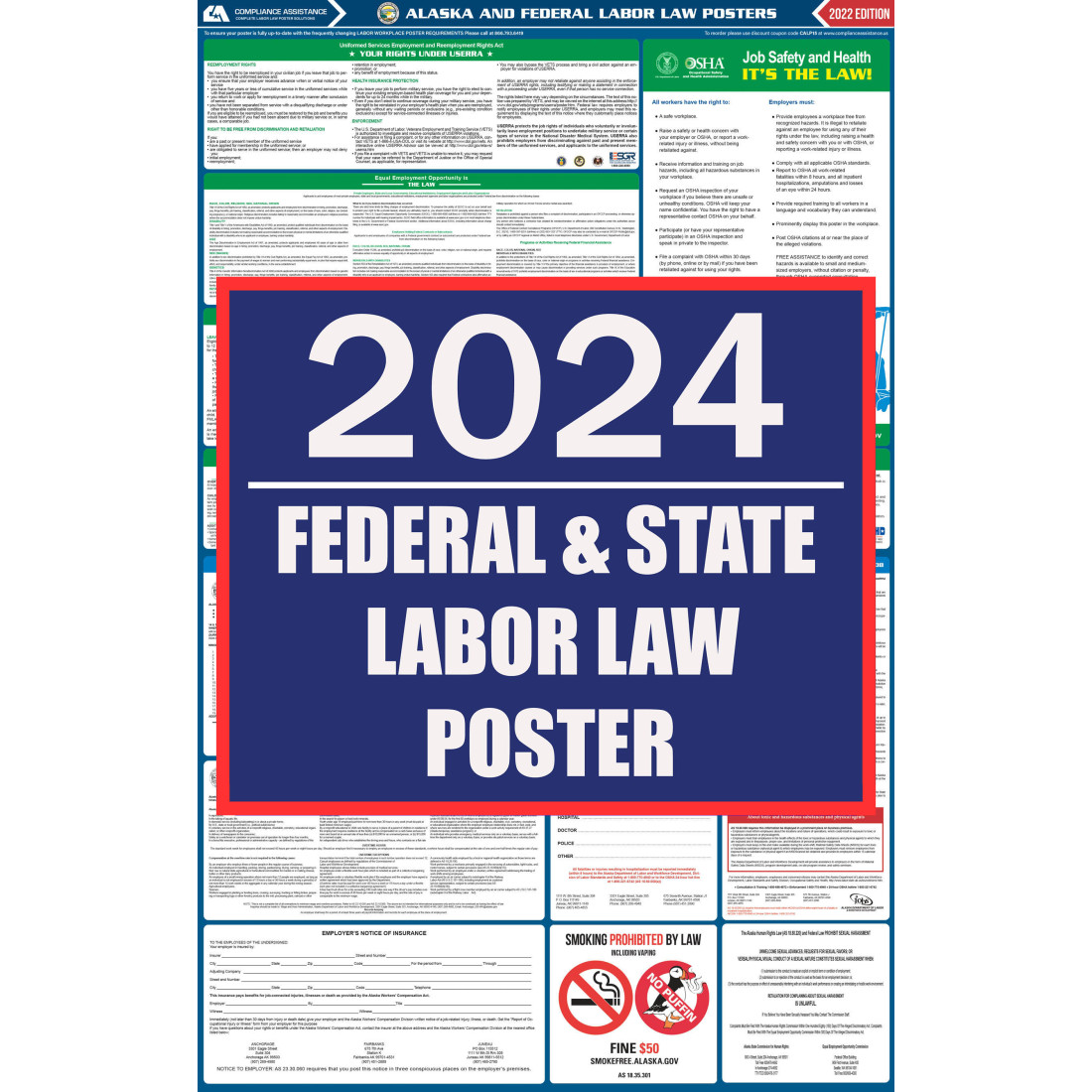 2024 Alaska Labor Law Poster AllInOne State & Federal Fast Shipping