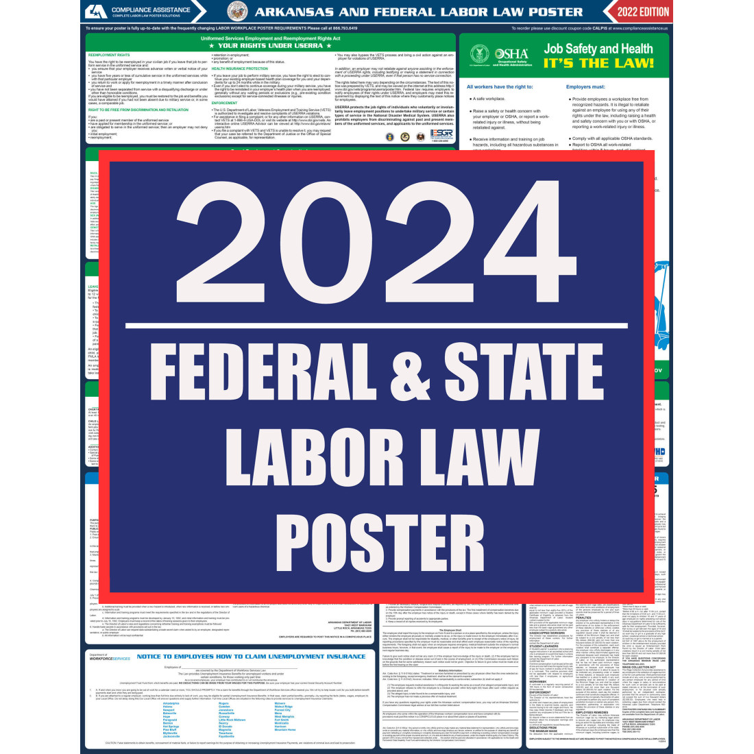 2023 Arkansas Labor Law Poster AllInOne State & Federal, Fast Shipping