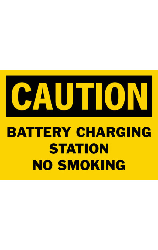 Caution Battery Charging Station No Smoking Safety Sign