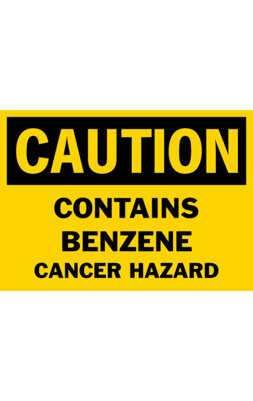 Caution Contains Benzene Cancer Hazard Safety Sign