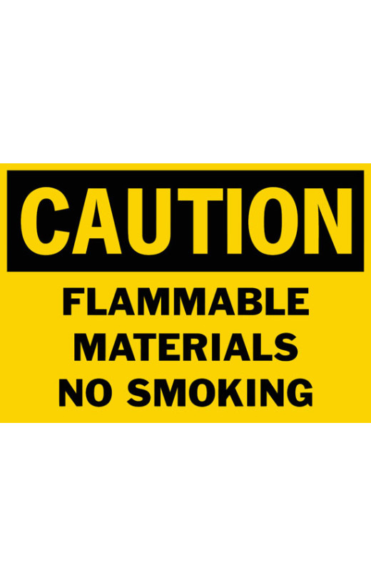 Caution Flammable Materials No Smoking Safety Sign