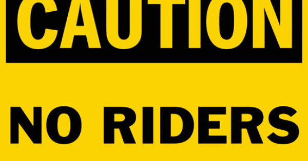 Caution No Riders Safety Sign