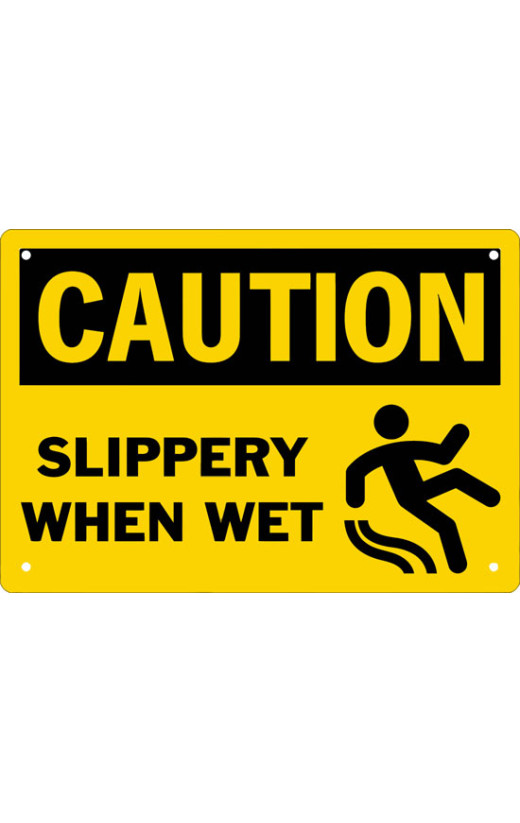 Caution Slippery When Wet Safety Sign