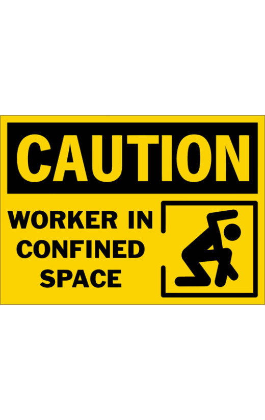 Caution Worker In Confined Space Safety Sign