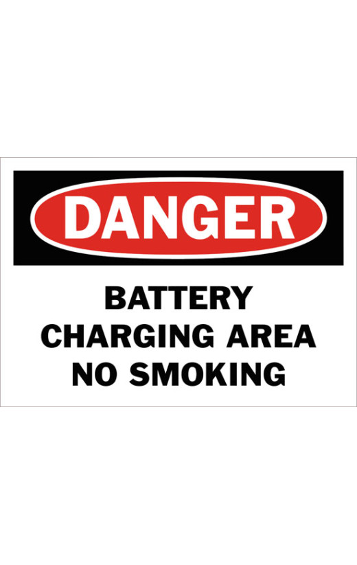 Danger Battery Charging Area No Smoking Safety Sign