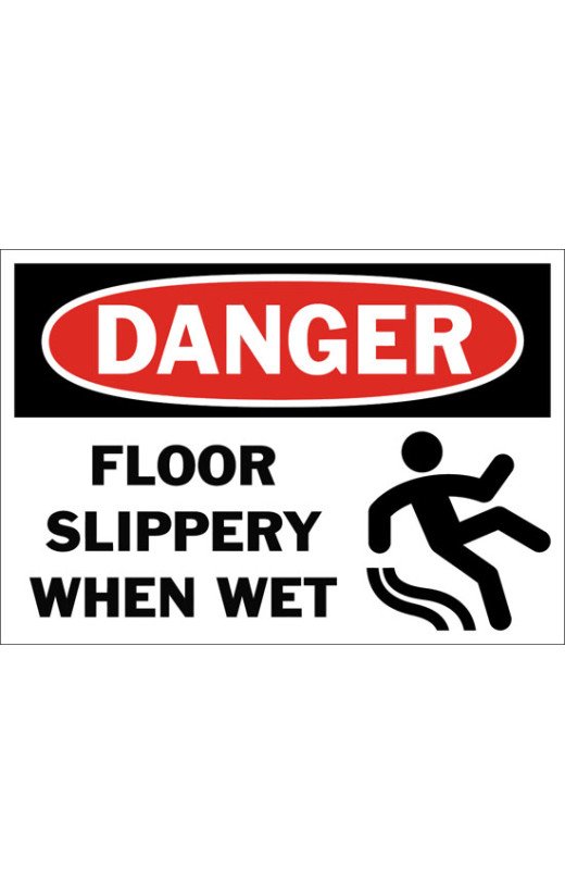 Danger Floor Slippery When Wet Safety Sign