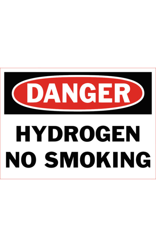 Danger Hydrogen No Smoking Safety Sign