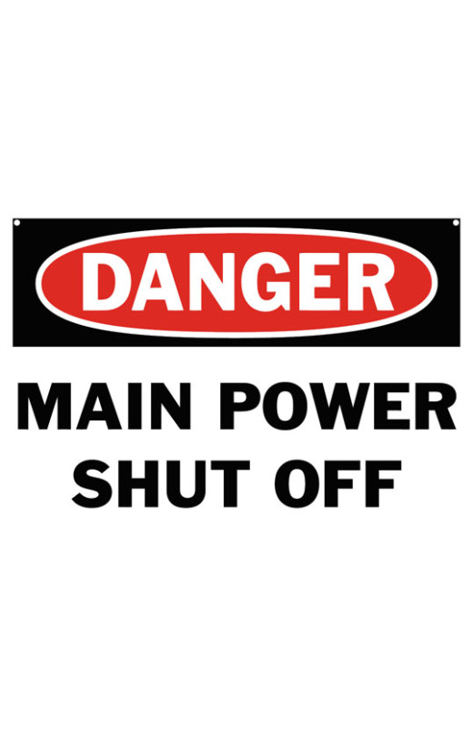 Danger Main Power Shut Off Safety Sign